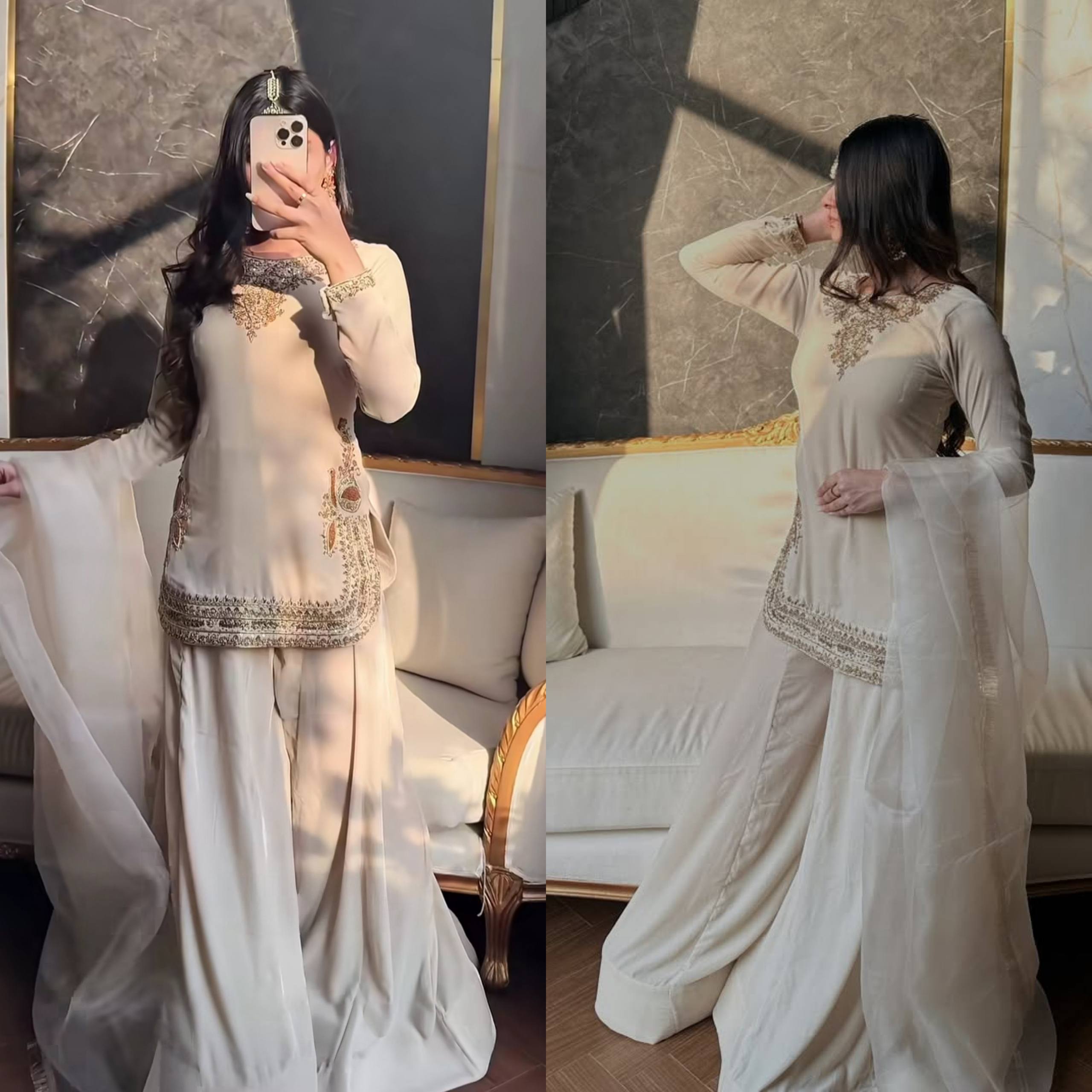 Luminous Ivory Zardozi-Crafted Suit